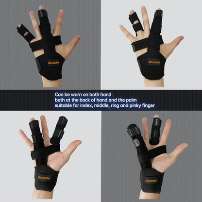 Abaadlw Trigger Finger Splint 2 Pcs, Adjustable Index Finger Splint, Finger Splint Middle Finger, Ring Finger Splint, Pinky Finger Splint,Hand Brace - color: Black-B1-2, size: M