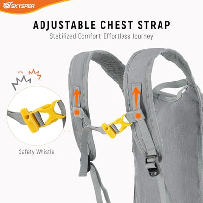 SKYSPER 15L/20L Foldable Hiking Backpack Lightweight Packable Travel Daypack with Chest Strap Small Folding Pack for Walking - color: Grey, size: 20l