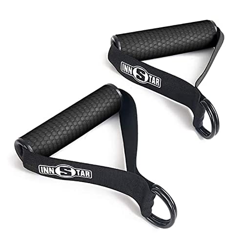 INNSTAR Cable Attachments for Gym, Heavy Cable Handles with Solid ABS Core Grips, D Handle Cable Attachment, Cable Machine Handles for Resistance Bands - color: Set of 2