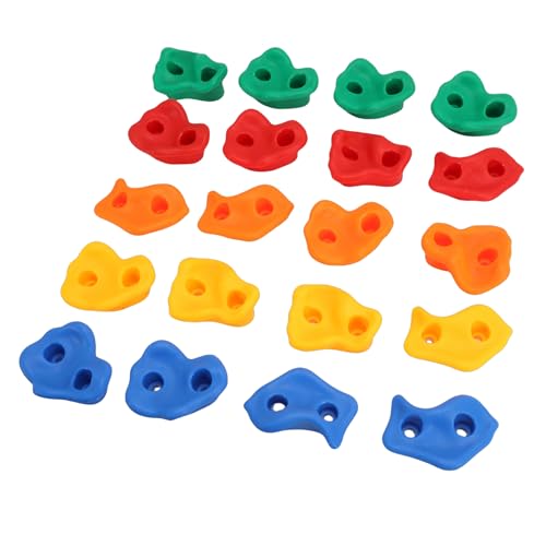 Rock Climbing Holds Set 20 Pieces PE Material Colorful Ergonomic Design - Kid Friendly Safe Grip Durable for Indoor Outdoor Wall Mounting