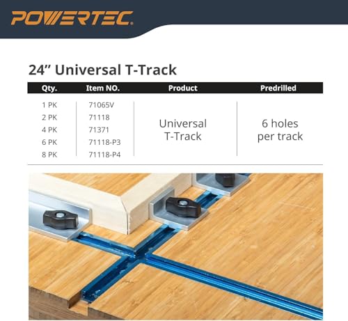 POWERTEC 71609V 3" T-Track Intersection Kit with Predrilled Mounting Holes, for Universal T Track, T Track Accessories for Woodworking Jigs and Fixtures - size: Intersection kit, 1 Set