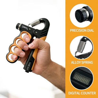 Sutekus Hand Grip Strengthener with Digital Counter, Ergonomic Grip Strength Trainer for Athletes, Musicians, Forearm Exercise & Physical Therapy