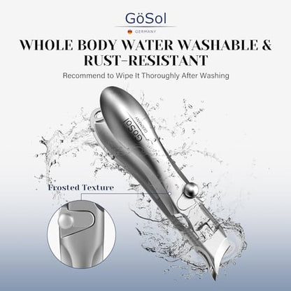 Ingrown Nail Clipper, Sharp Stainless Steel Slanted Finger Toe Nail Cutter | Angled Nail Cutter, Anti-Splash, Built-in Lock, One Handed Nail Trimmer, Curved Blades, Wide Jaw, Cuticle Trimmer, Washable - style: Slanted Nail Clipper