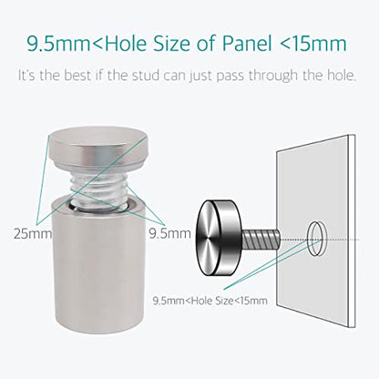 Standoff Screws for Acrylic - 1 x 2 Inch Sign Standoff Mounts Screws by Lantee, Stainless Steel, 25 x 50mm, 20 Pcs - color: Silver, size: 1" x 2" / 25 x 50mm