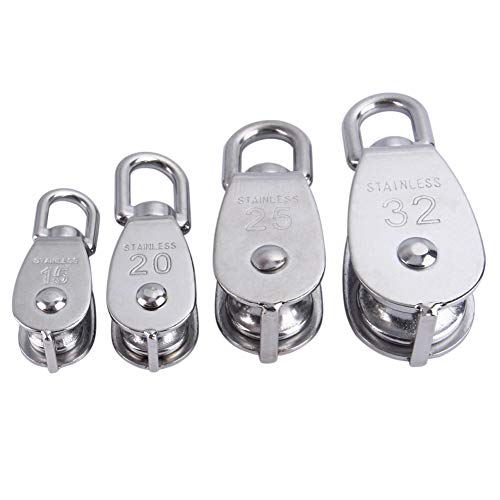32mm Stainless Steel Single Wheel Pulley Block Lifting Rope M32 and Strong Anti for Hanging Weight Things to Lighten Load with and Skating Lift