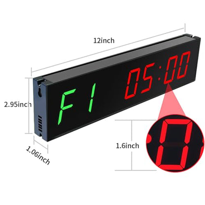 12" Digital Wall Alarm Clock Timer for Interval Workout with Countdown/Up Stopwatch, Gym Interval Timer, Tabata EMOM Remote Control for Home Gym Boxing MMA Fitness - color: Gym Timer - 01