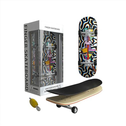 Wooden, pro Fingerboard 29mm Mini handboard、Premium Fingerboard Ideal for Dexterity maneuvers (Abstraction) - color: Abstraction