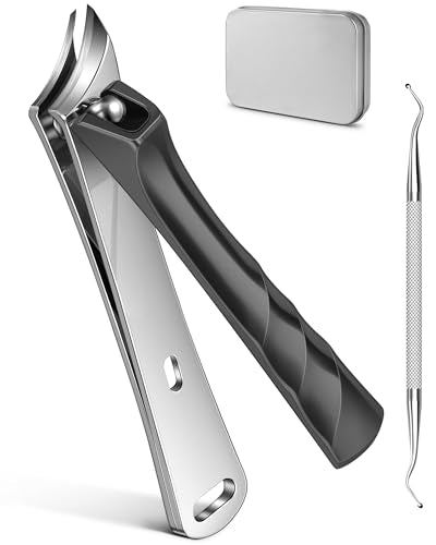 Ingrown Toenail Clippers, Edgy Nail Clippers for Thick Nails | Professional Slanted Curved Blade Finger Nail Clippers, Angled Nail Cutters for Seniors, Adults, Men & Women - style: Black