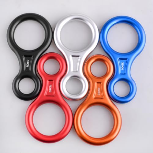 TRIWONDER Rescue Figure 8 Descender, 35kN 50kN Aluminum Rappelling Belay Gear Climbing Rigging Plate Downhill Equipment Heavy Duty - color: 02 Red - 35kN - 1 Pack