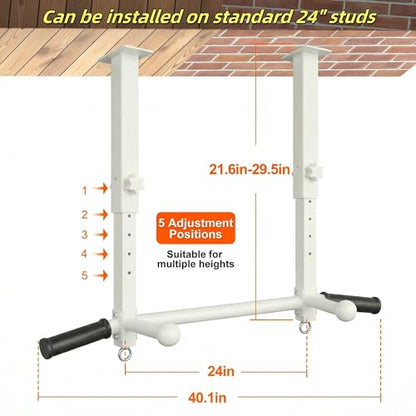 Ceiling Mount Pull Up Bar for Garage/Basement/Rafter - Heavy Duty 800LBS Adjustable Height Multi-Grip Chin Up Bar,Ceiling Joist/Beam - color: White