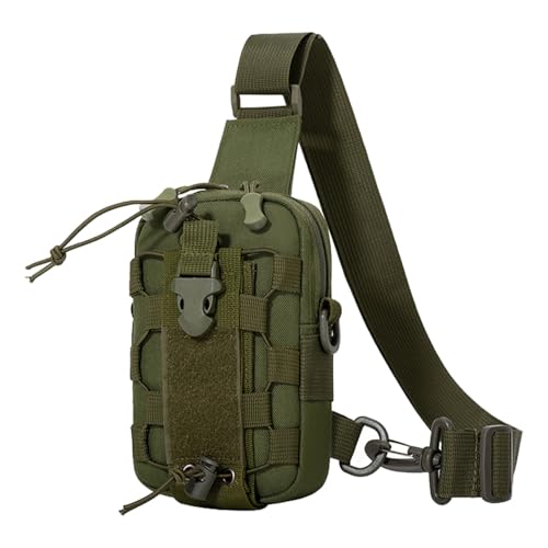 MiOYOOW Tactical Sling Bag, Waterproof Chest Pack Adjustable Crossbody Backpack for Men Women Outdoor Sports Climbing Camping - color: Green