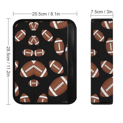 2 Pack Brown Black Football Sports Ball Car Seat Straps Shoulder Pads Universal Soft and Comfortable Seat Belt Cushion for Adults and Children, Stroller Pushchair High Chair - color: Pattern 1163