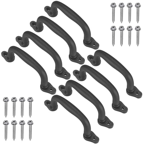 SELEWARE Black Playground Safety Handles 8Pcs Kids Playground Grab Handles | Non-Slip Durable Plastic Handle Indoor Outdoor Playset Handle for Playhouse, Treehouse, Climbing Frame, Jungle Gym, Swing Set - color: Black (8 Pack)