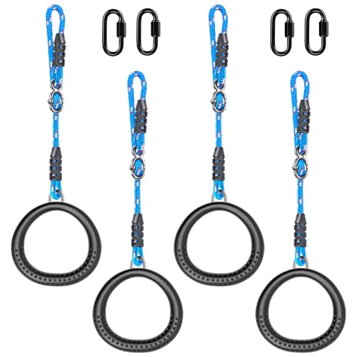 SELEWARE Trapeze Swing Rings, Non-Slip Gymnastic Rings Pull Up Exercise Rings for Home Gym Playground Ninja Warrior Obstacle Course Training Workout - color: 4-Pack Trapeze Rings with 3.5 ft Adjustable Ropes