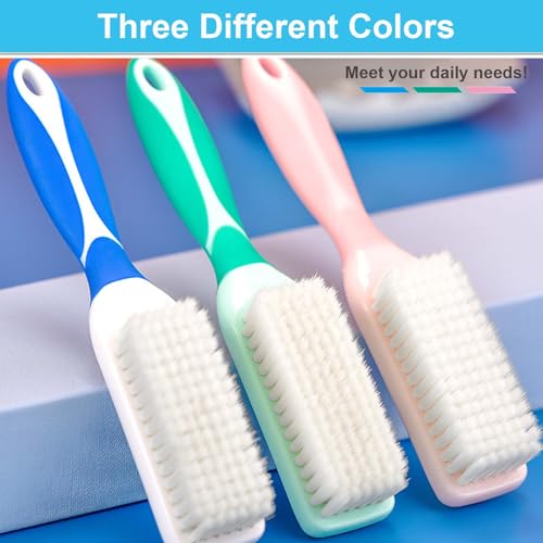 3 Pack Laundry Scrub Brush Shoe Laundry Stain Brush with Long Handle Very Soft Bristle Cleaning Brush for Clothes Shoes Sneaker Protable Laundry Brush for Stains on Clothes - color: Blue Green Pink