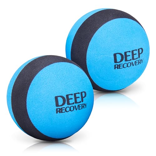 Deep Recovery Deep Tissue Massage Balls for Yoga and Self Myofascial Release, Foam Trigger Point Balls for Mobility and Recovery, Feet, Back, Neck, Legs and Arms (2 Pack, Blue) - color: Blue