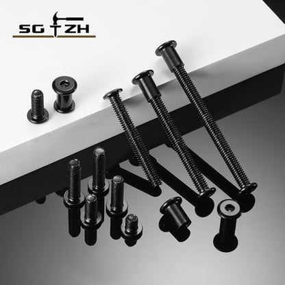 1/4-20 x 3-1/2" 20Pcs Flat Head Hex Socket Cap Screws Bolts Barrel Nuts Kit, 304 Stainless Steel 18-8, Full Thread, Black Oxide by SG TZH (with Hex Spanner) - color: Black, size: 1/4-20 x 3-1/2"