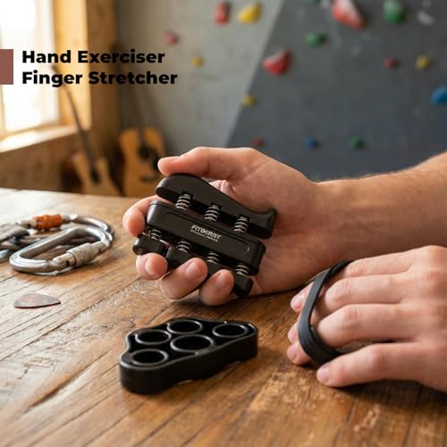 Hand Grip Strengthener Kit – Adjustable Grip Trainer with Finger Stretcher, Exercise Ring & Massage Ball for Forearm, Wrist & Hand Strength