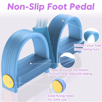 Resistance Bands with Handles, 6-Tube Elastic Pedal Resistance Band for Working Out, Durable Natural Rubber Exercise Bands, Multifunction Exercise Equipment for Abdomen, Waist, Arm, Leg Stretching - color: Full Blue