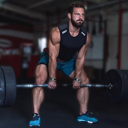 AQF Weight Lifting Straps, Padded Cotton Gym Wrist Straps for Deadlifts | 23" Extra-Long, Heavy-Duty Webbing, 5mm Neoprene Cushioning, Open-Loop Design, Sold as Pair, Ideal for Rows & Pull Workout - color: Grey Gel Grip