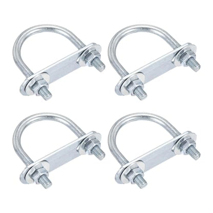 DTGN M6x34x51mm U Bolts Round Kit - 4Set - Carbon Steel U-Bolt Kit with Nuts, Washers, Frame Plate - Good for Pipe, Trailer, Automotive, Leaf Spring Fastener - size: M6x34x51mm