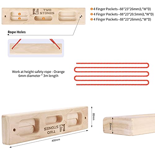 Two Stones Portable Fingerboard as Rock Climbing Training Boards with Edges and Pockets, Portable Climbing Hangboard as Rock Climbing Finger Strengthener Training Indoor and Outdoor