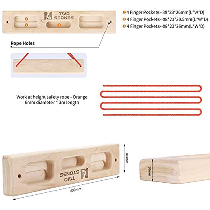 Two Stones Portable Fingerboard as Rock Climbing Training Boards with Edges and Pockets, Portable Climbing Hangboard as Rock Climbing Finger Strengthener Training Indoor and Outdoor