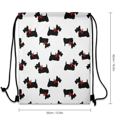 Water Resistant Drawstring Backpack Gym String Bag with Compartment for Yoga Swimming Beach Sports Unisex, Scottie Dog Funny Pattern Bags - color: Picture (35)