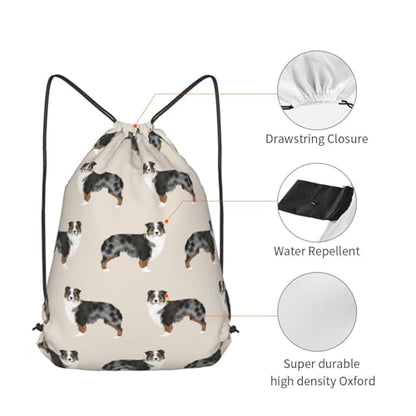 Australian Shepherd Drawstring Backpack String Bag Gym Sackpack Lightweight Waterproof Sport Bag for Women Men - color: Australian Shepherd