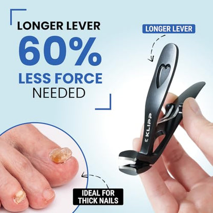 Toenail Clippers for Thick Toenails – KLIPP 15 mm Wide Jaw Thick Fingernail and Toenail Cutter with Curved Stainless-Steel Blades for Seniors (Angled Wide Opening) - size: Angled Wide Opening