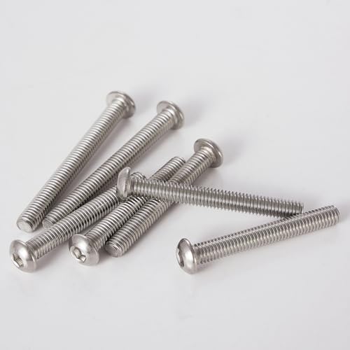 M6-1.0 Button Head Socket Cap Bolts Screws - 30/35/40/45/50mm Length Kit, 304 Stainless Steel(A2-70), Allen Drive, Bright Finish, Fully Threaded, 50-Piece Set - size: 304-Button-M6-30-50mm