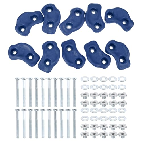 PATIKIL Climbing Rock Wall Grips Play Set Climber Attachments with Double Hole for Playground Accessory Indoor Outdoor - color: Blue, size: A-Small