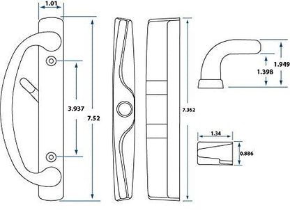 Rockwell Security Euro-Charlotte Sliding Glass Door Handle in Antique Black Finish fits 3-15/16" Screwholes and Fits Up to 1-3/4" Thick Doors - color: Antique Black