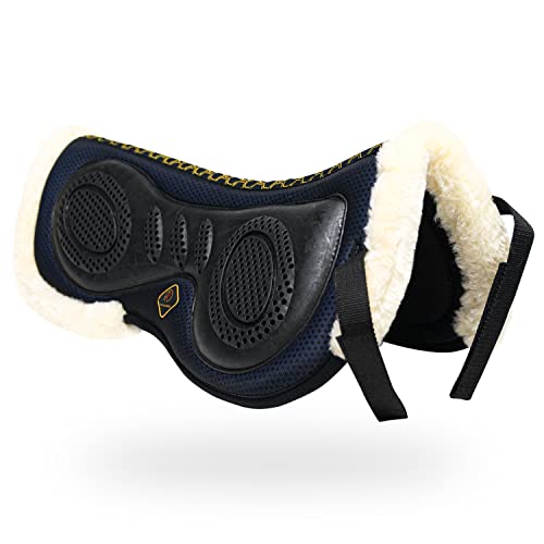 Kavallerie 3D Air-Mesh Half Pad, Impact Protection & Therapeutic Gel Padding English Saddle for Maximum Support and Stability, Best for Horses Under Saddle, Dressage, Jumping & Training - color: Dark Blue, style: 3d Air-mesh Fleece