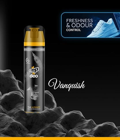 Crep Protect Shoe Deodorizer Spray - Foot & Shoe Odor Eliminator for Smelly Shoes, Sneakers, Boots, Suede & Nubuck - 24-Hour Freshness, Refreshing Scent (Vanquish, 5.07oz)