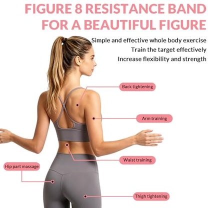 3 Pack Figure 8 Resistance Band with Handles - Bands for Working Out - Arm Back Shoulder Training Ropes - Portable Exercise Equipment for Yoga Pilates Stretching and Strength Training