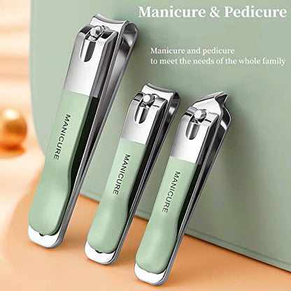4 Pcs Manicure Set Stainless Steel Nail Clippers, Beauty Tool Portable Set Professional Grooming Kits, Travel Nail Kit for Men and Women (Green) - color: Green