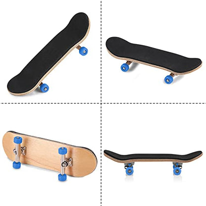 Milltrip Wooden Finger Skateboards, 1Pc Maple Wooden Alloy Fingerboard Finger Skateboards with Box Reduce Pressure Gifts (Dark Blue) - color: Dark Blue