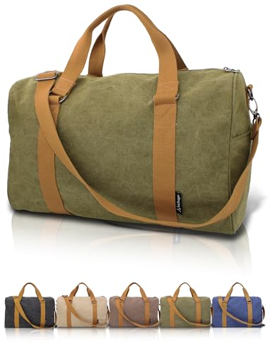 Duffle Bag for Travel, Gym Bags for Men, Weekender Bags for Women, Carry On Bag with Luggage Sleeve, Canvas Bag with Shoulder Strap (khaki) - color: khaki