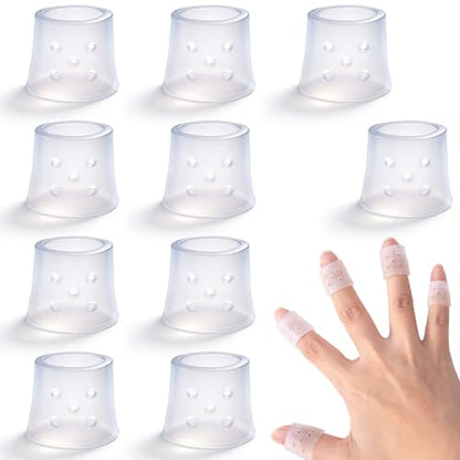 PAGOW 10 pcs Finger Covers for Skin Picking, Reusable Silicone Stop Nail Biting Finger Guard, Breathable Anti Skin Picking Finger Gloves for Nail Biting Prevention, Cuticle Protection, Cracked - Clear - size: style1,clear,10pcs