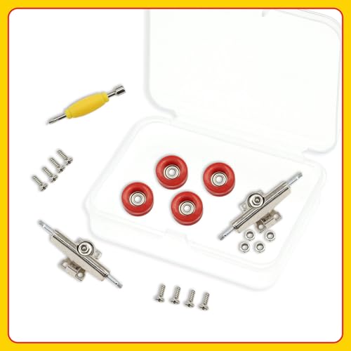 7 Pieces POM Red Fingerboard-Wheels Size 7.3mm*4.5mm Tool Set with 1 Screwdrivers 2 Alloy axles - color: Red