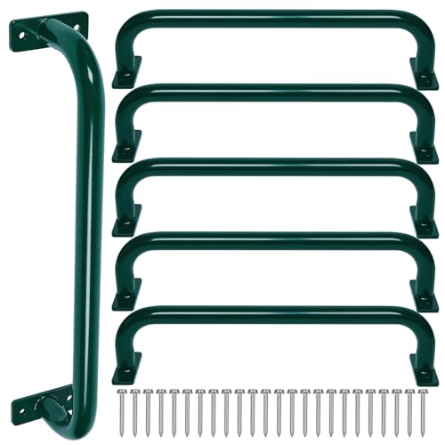ESPETS 17 Inch 6 Pieces Green Outdoor Metal Safety Playground Handles | Metal Playground Equipment, Swing Set Accessories, Grab Handles, Monkey Bars for Playhouse Ladder, Backyard Accessories - color: Green -6 Pcs