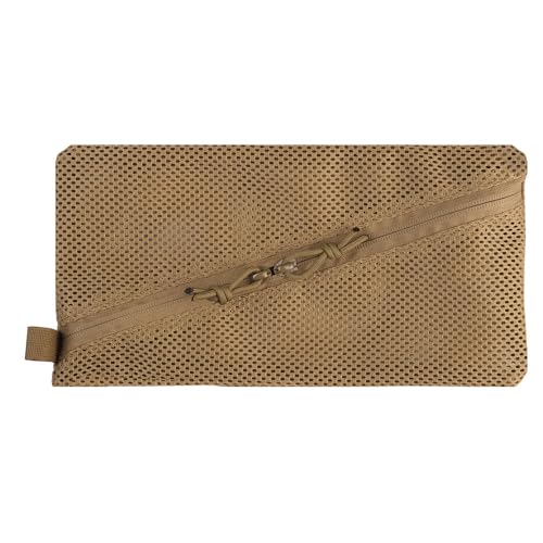 Tactical Mesh Pouch Insert, Modular Utility Admin Pockets Travel Organizer EDC Zipper Pouch 6X12,12X12 - color: TAN, size: 6"x12"