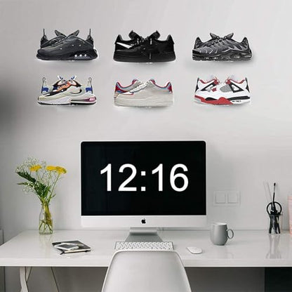 Acrylic Floating Shoe Rack (Set of 6) Wall Mount Display Shoe Rack Transparent Storage Rack for Home Use Sneaker Display Rack with Screws and Anchors