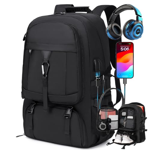17.3 Inch gym backpack with shoe compartment,50L Multiple Compartments Backpacks, Airline Approved Carry on Travel Daypack Anti Theft with USB Charging Port,for Men Women Travel Work Business - color: 17.3 Inch Travel Backpack