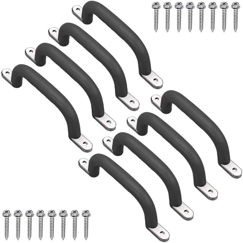 Dolibest 9.64'' Safety Handles, Non-Slip Swing Set Grips for Playset, Climbing Frame, Play House, Indoor Monkey Bars & Treehouse Accessories, Black (8Pack) - color: Black 8pcs
