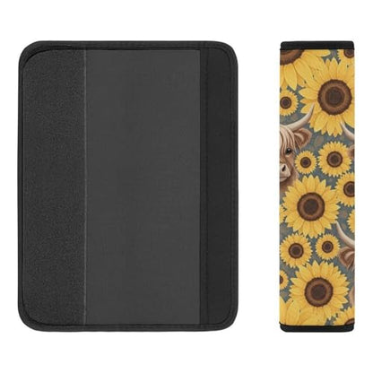 2 Pack Highland Cow Sunflowers Car Seat Straps Shoulder Pads Universal Fit Neck Strap Covers for Adults and Children, All Vehicles, Pressure Relief - color: Pattern 429