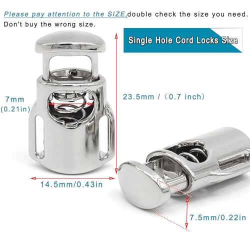 Enosea 12 PCS Metal Cord Locks Single Hole Spring Toggle Stopper | Draw String Clip for Shoelaces, Drawstrings, Paracord, Bags, Clothing