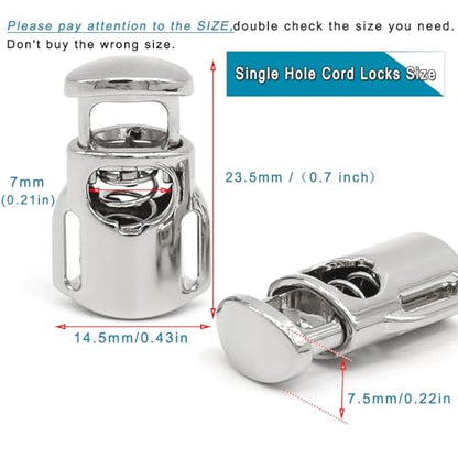 Enosea 12 PCS Metal Cord Locks Single Hole Spring Toggle Stopper | Draw String Clip for Shoelaces, Drawstrings, Paracord, Bags, Clothing
