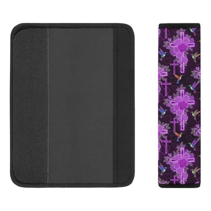 1 Pair Universal Fit Seat Belt Cover for Elderly Support, Most Cars, Hummingbird Faith Catholic Purple Christian Religious Cross Seat Belt Cushion, Neck and Shoulder Support - color: Pattern 626